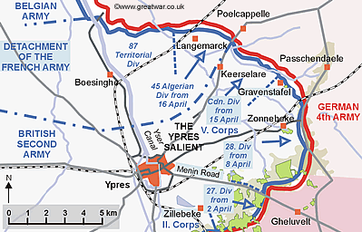 1st Canadian Division moves into the Ypres Salient 