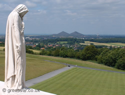 The mourning figure of Mother Canada on the Canadian National Vimy Memorial.