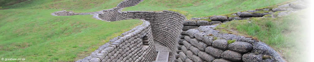 Preserved trenches at Vimy Memorial Park, Artois battlefields, France.