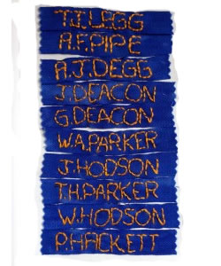 Name tapes for the Military Boots project.