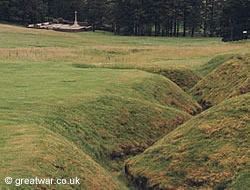 Remains of trenches at Newfoundland Memorial Park on the Somme battlefields.