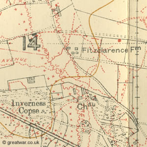 Trench Map 28 N.E.3 Edition 7B with trenches corrected to 24.10.17 showing Fitzclarence Farm east of Ypres.