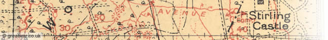 Detail from a British Army trench map near Hooge in the Ypres Salient.