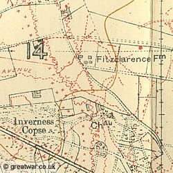 Trench Map 28NE3 Edition 7B with trenches corrected to 24.10.17 showing Fitzclarence Farm.