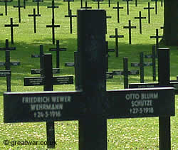 German graves at Fricourt Cemetery, Somme