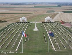 Villers-Bretonneux Cemetery, viewed from the tower of the Villers-Bretonneux Memorial.
