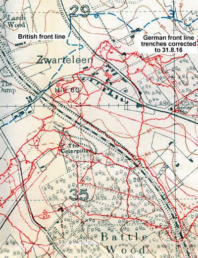 British trench map 28 N.W.4. and N.E.3, trenches corrected to 31.8.16 (1:10,000)