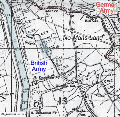 British Army Trench Map of Yorkshire Trench