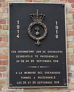 Grenadiers memorial for Passchendaele 1918.