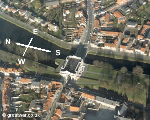 Aerial view of The Menin Gate Memorial to the Missing.