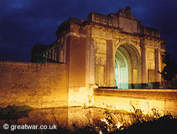 View of the Menin Gate Memorial at night, looking from the south-east.