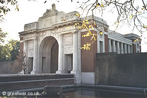 View of the Menin Gate Memorial from the north-east, looking at the eastern entrance.