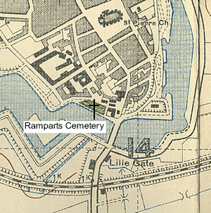 Trench map showing Ramparts cemetery