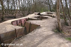 Preserved trenches at the Sanctuary Wood museum in the Ypres Salient, Belgium