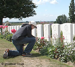 Visitor at Tyne Cot Cemetery