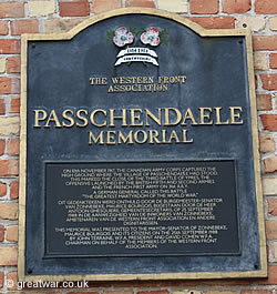 Western Front Association Memorial Plaque in Passendale.