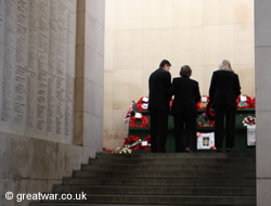 Laying a wreath at the Last Post Ceremony.