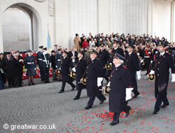 The Last Post Association buglers march past at the Menin Gate on 11 November.