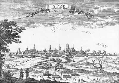 Engraving of the Siege of Ypre by King Louis XIV and the French Army in 1687.